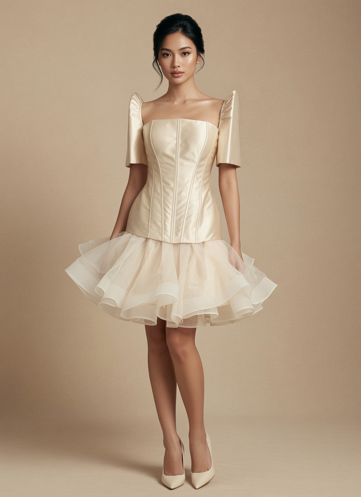 Beige Filipiniana Dress
