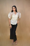 Cream Organza Blouse Top for Women