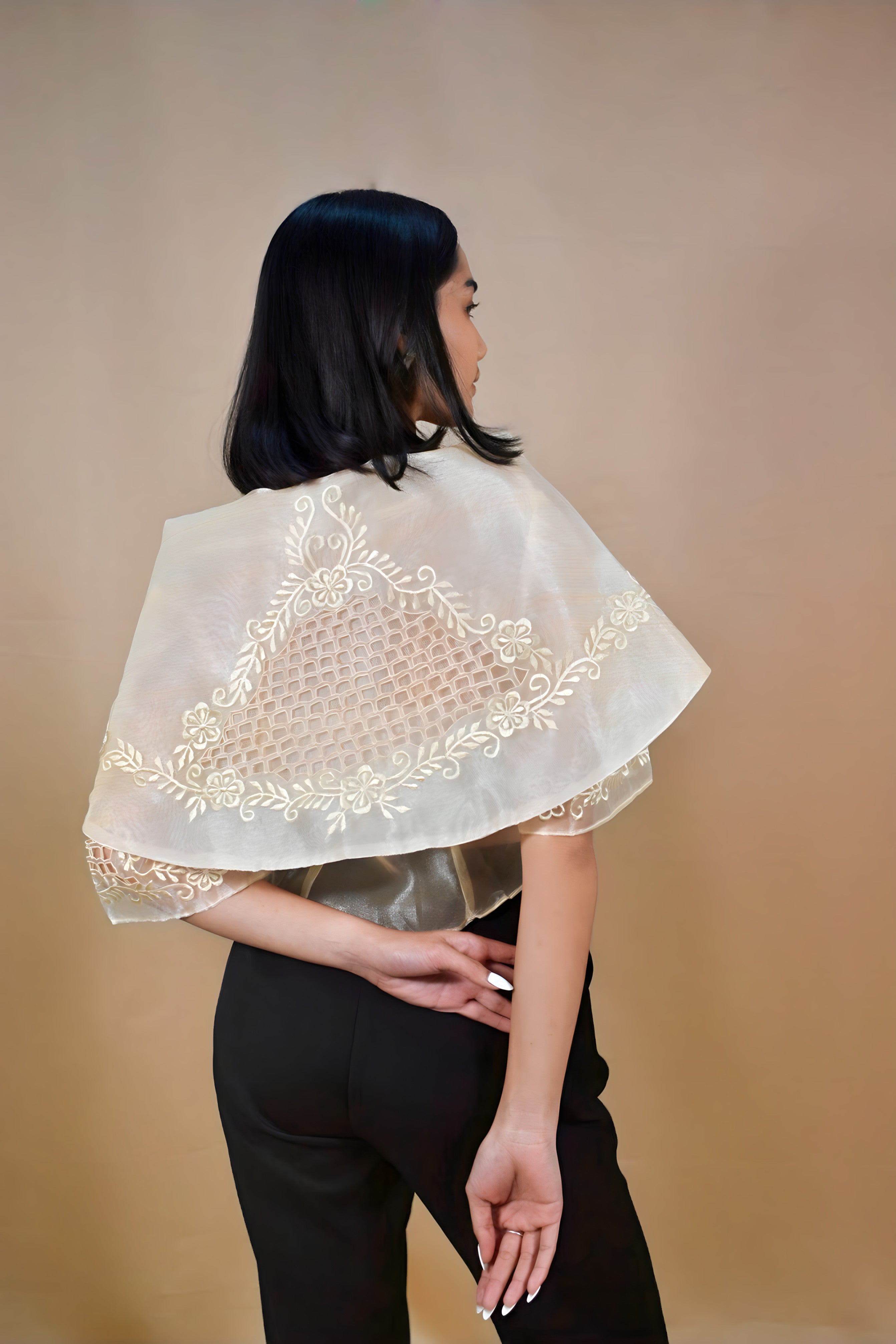 Beige Kimona Top Back Details 