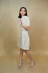 Cream Filipiniana Dress with Butterfly Sleeves for Women