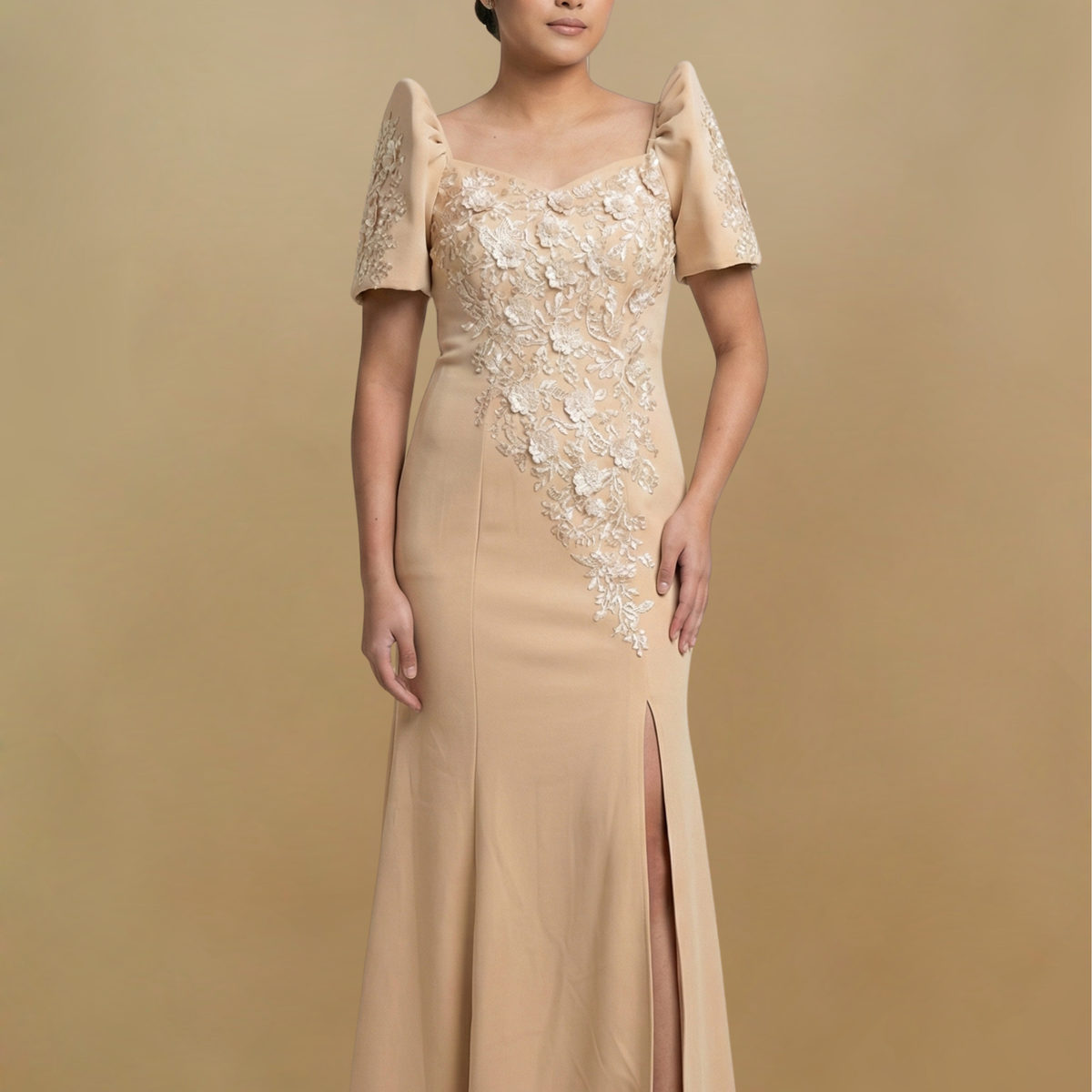slim fit dress slacks Kim' Sequin Sparkling Gown (Rose Gold)