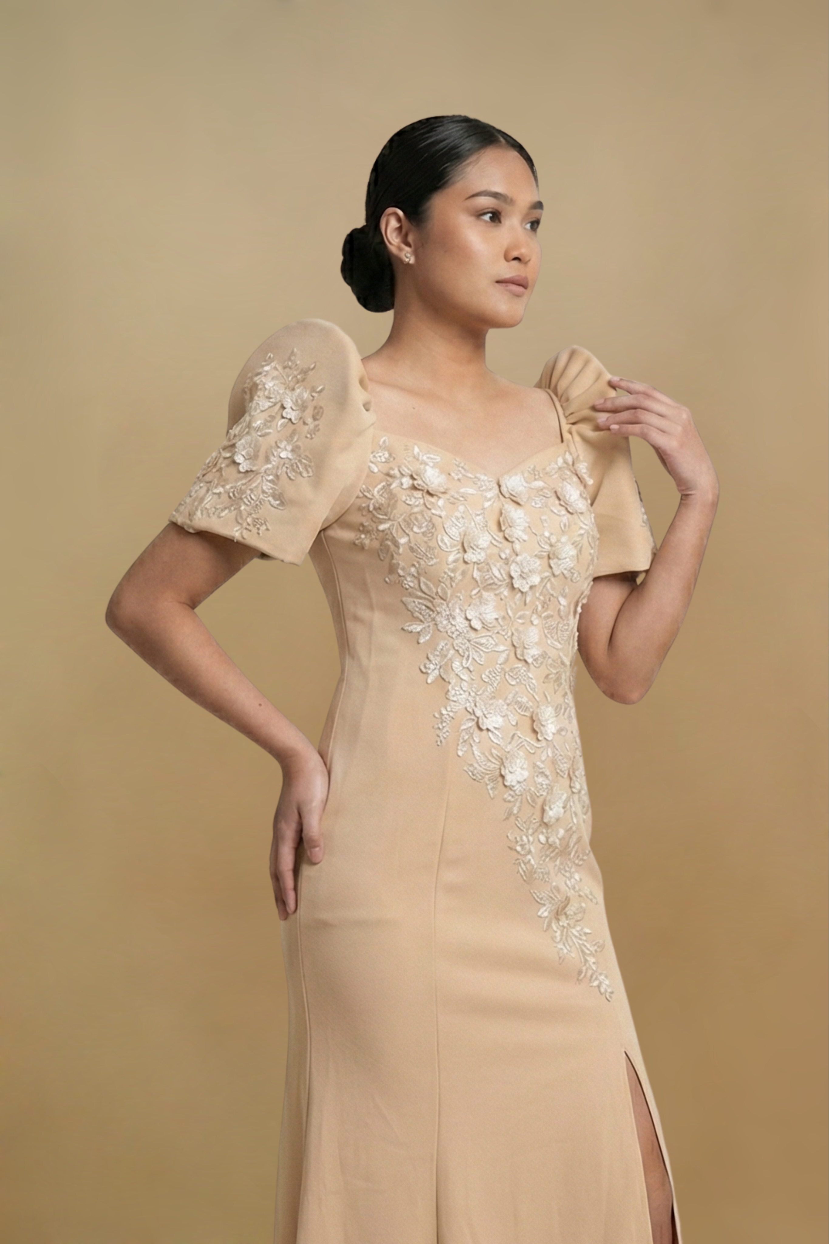 Beige Filipiniana Dress Perfect for Mother Dress