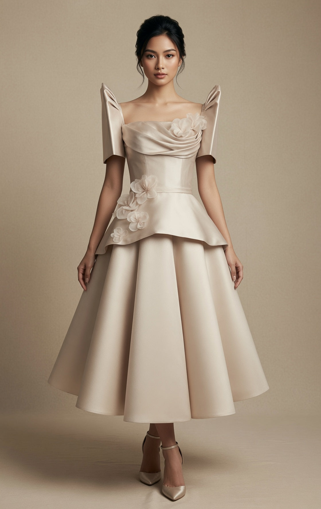 Beige Filipiniana Dress