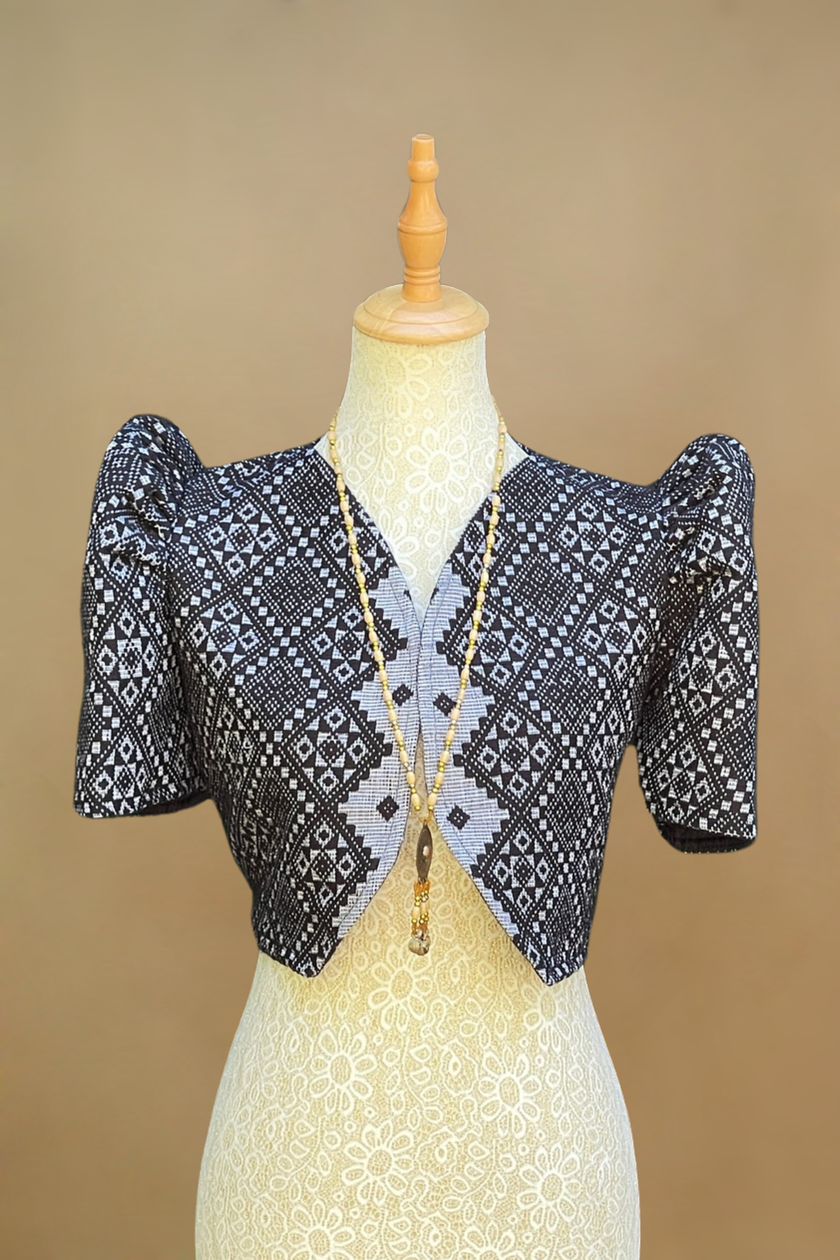 Elegant Black Pinilian Filipiniana Bolero