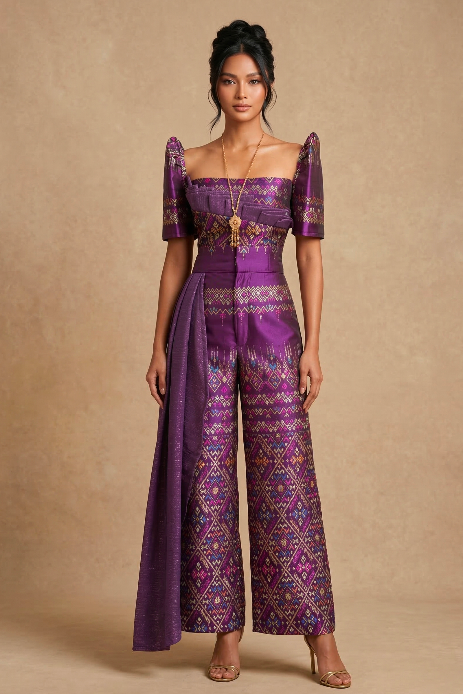 Purple Filipiniana Jumpsuit