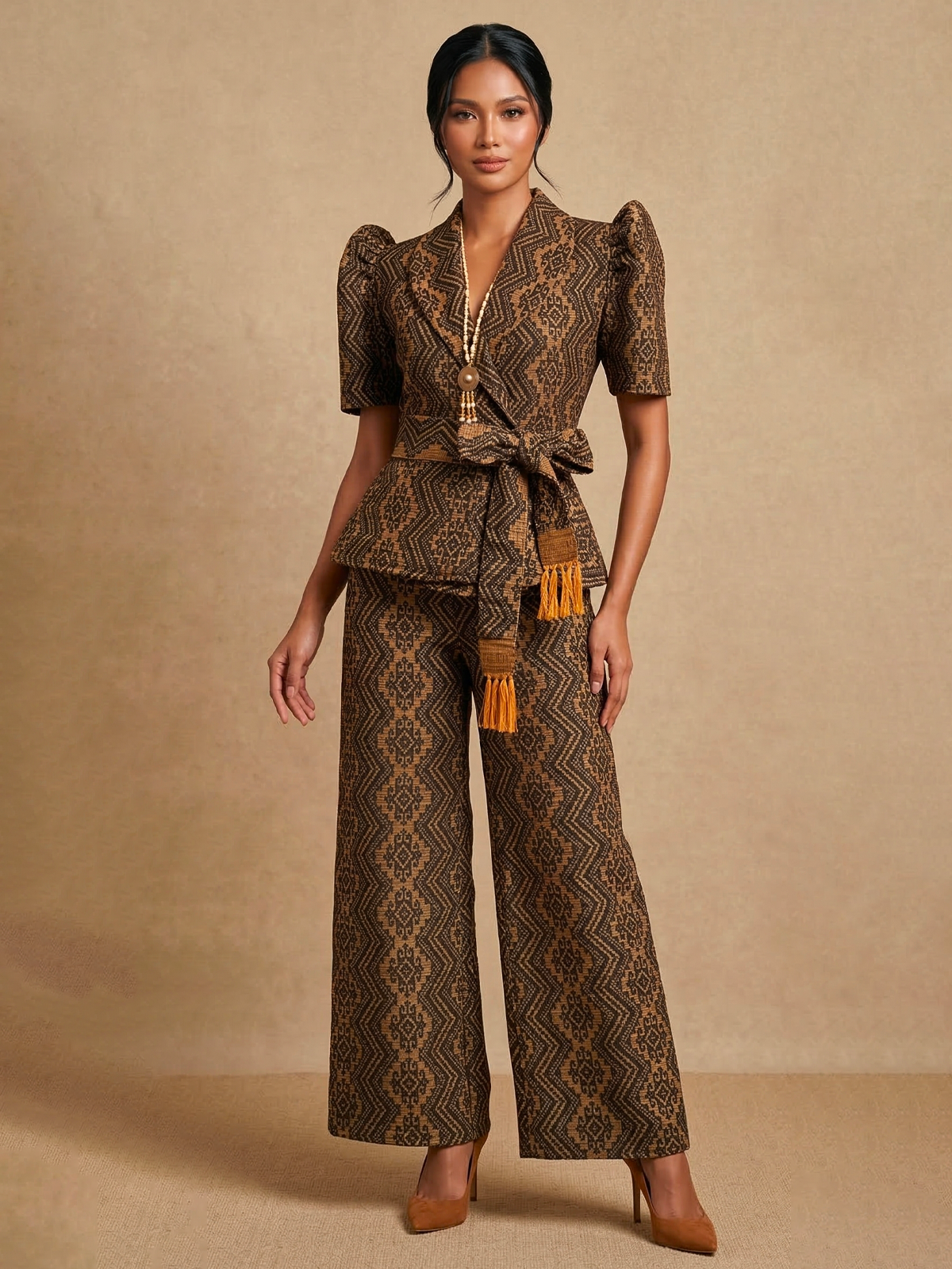 JOVELYN HANDWOVEN PINILIAN FILIPINIANA SET - HW005