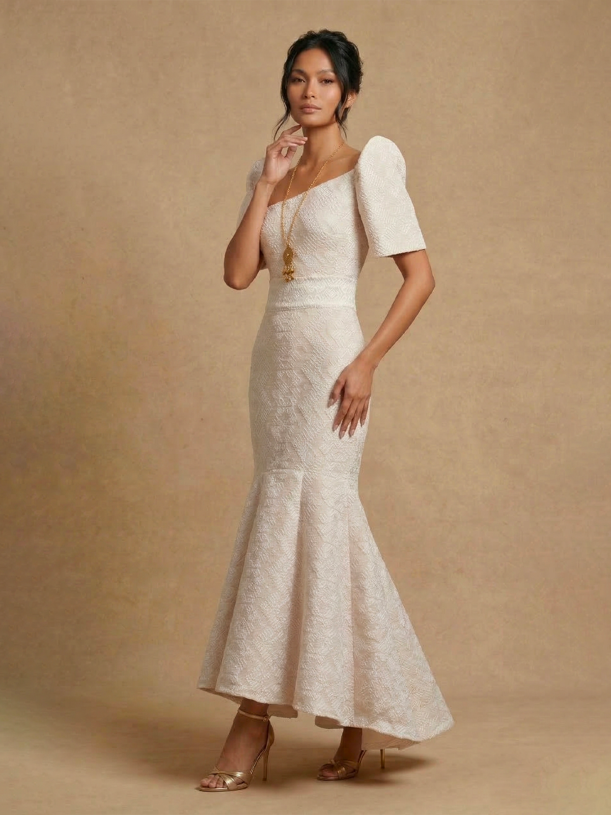 AMARI HANDWOVEN PINILIAN FILIPINIANA DRESS - HW001