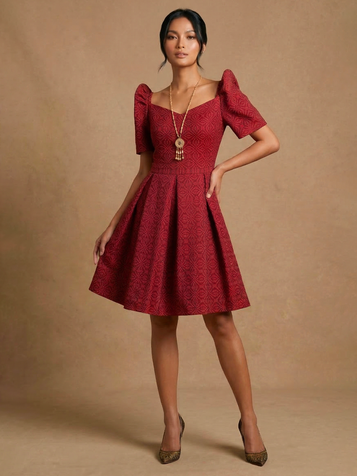 TALA HANDWOVEN KUNDIMAN FILIPINIANA DRESS - HW011