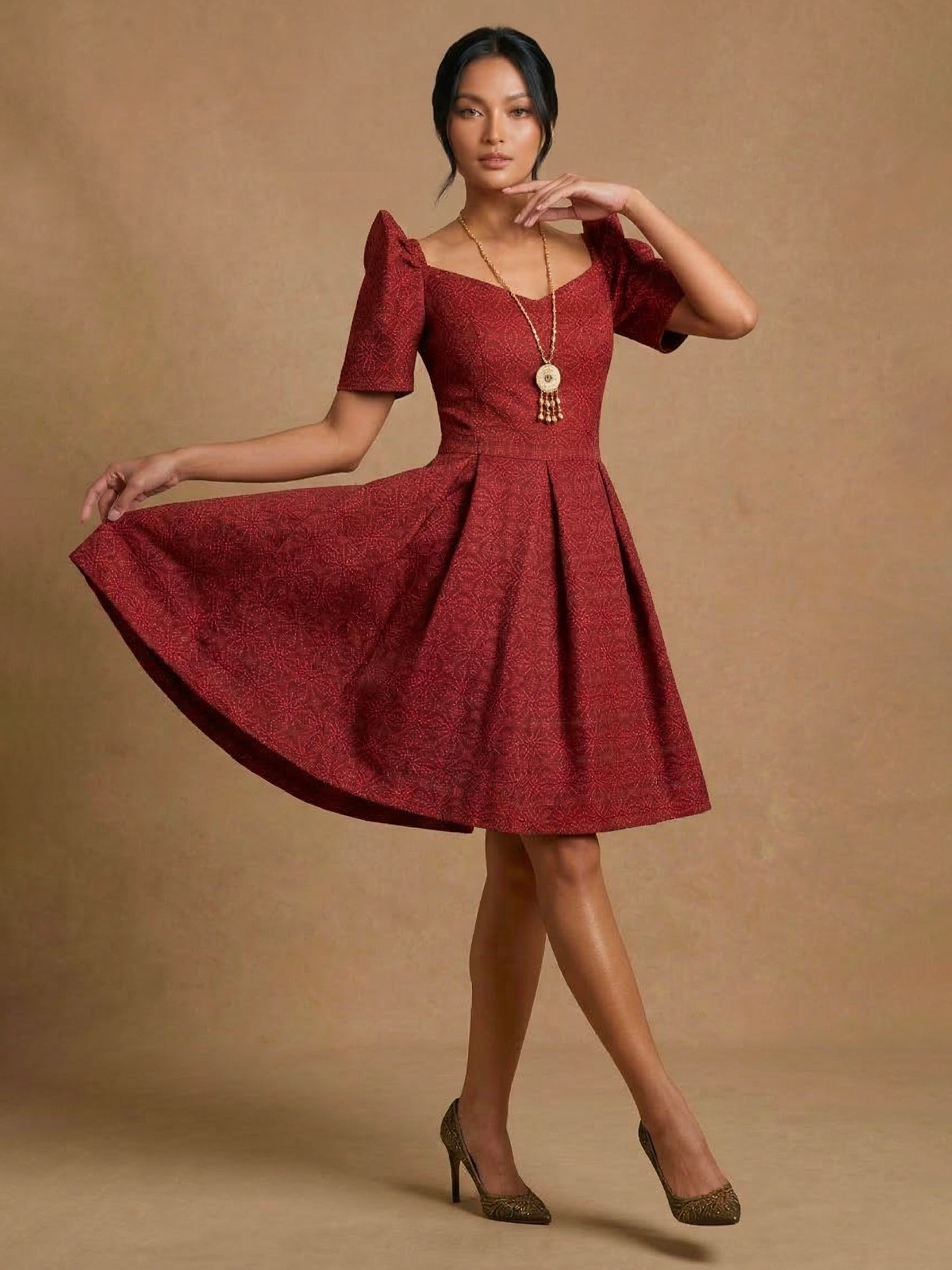 TALA HANDWOVEN KUNDIMAN FILIPINIANA DRESS - HW011