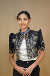 Black Filipiniana Bolero with Chinese Collar for Women