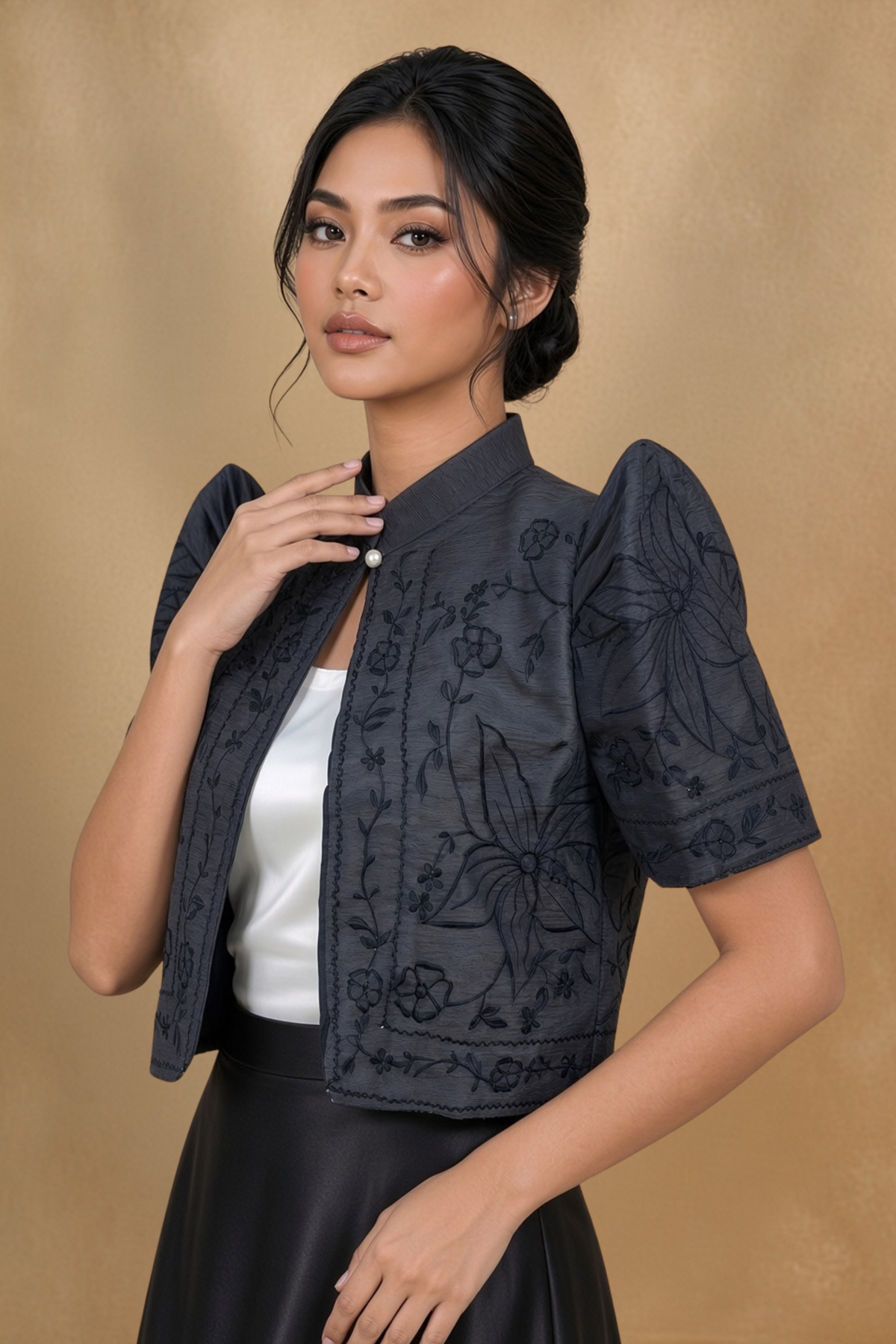 Black Filipiniana Bolero