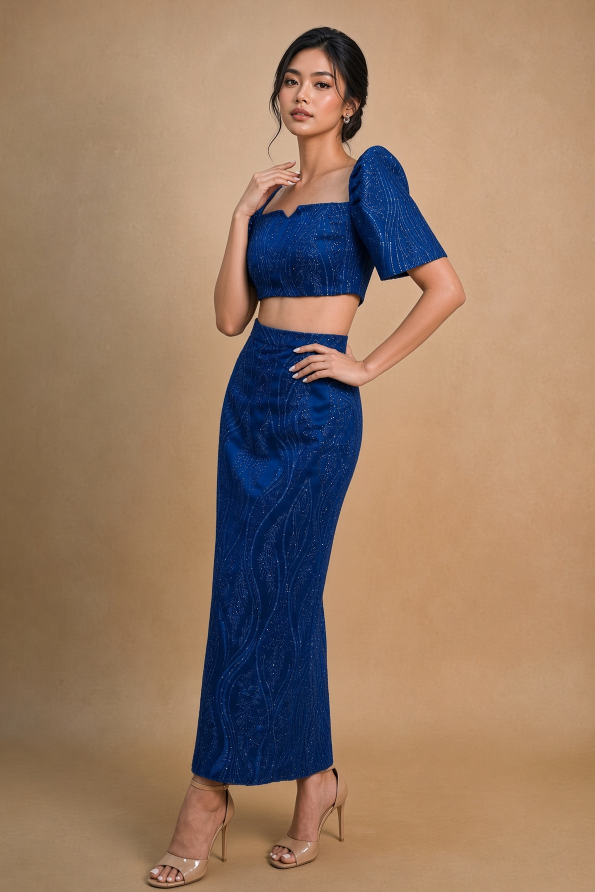 Lace Filipiniana Top and Skirt