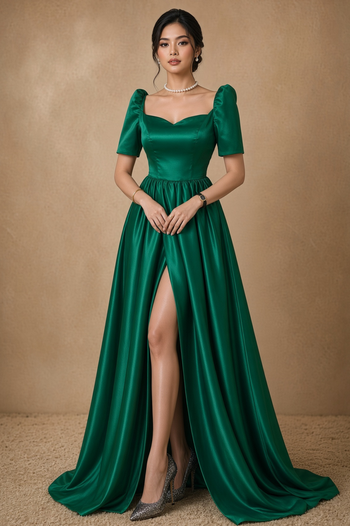 Emerald Green Filipiniana Dress