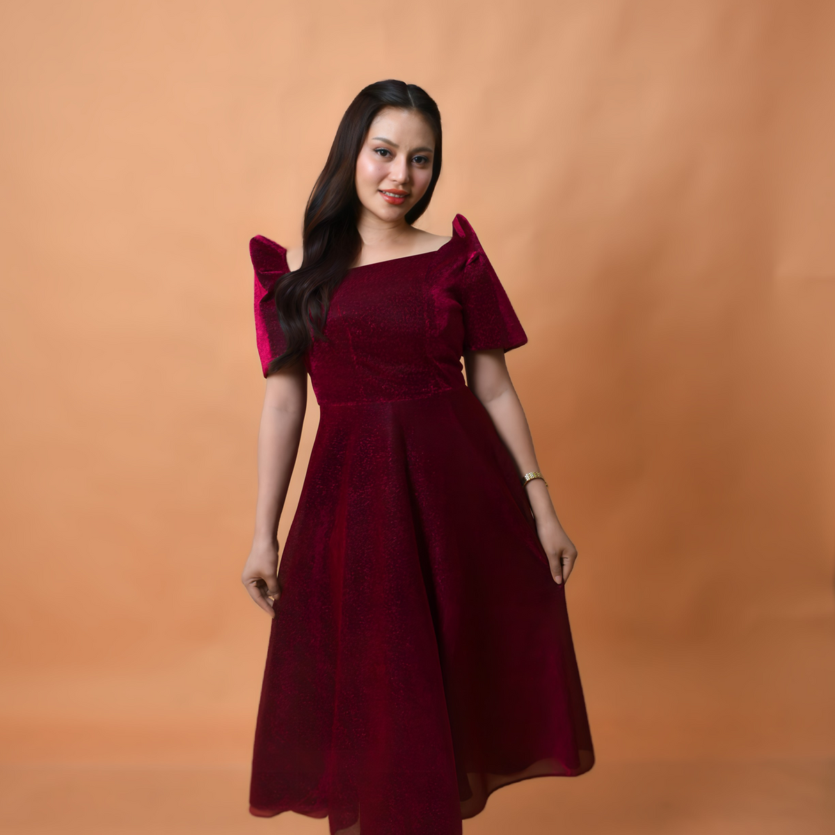 Maroon Candy Crush Filipiniana Dress