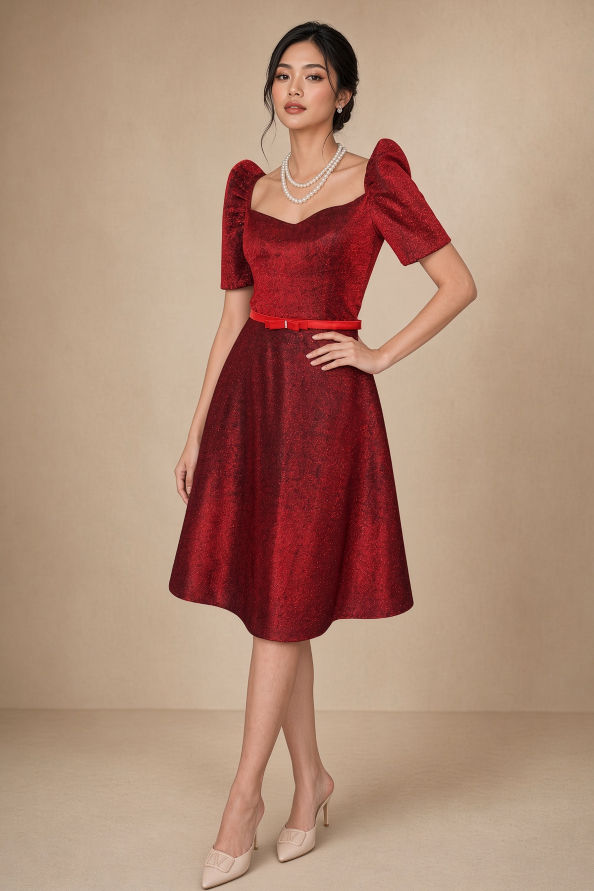 Red Filipiniana Dress