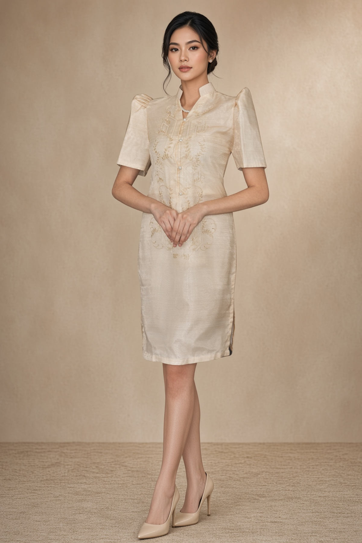 Organza Filipiniana Barong Dress