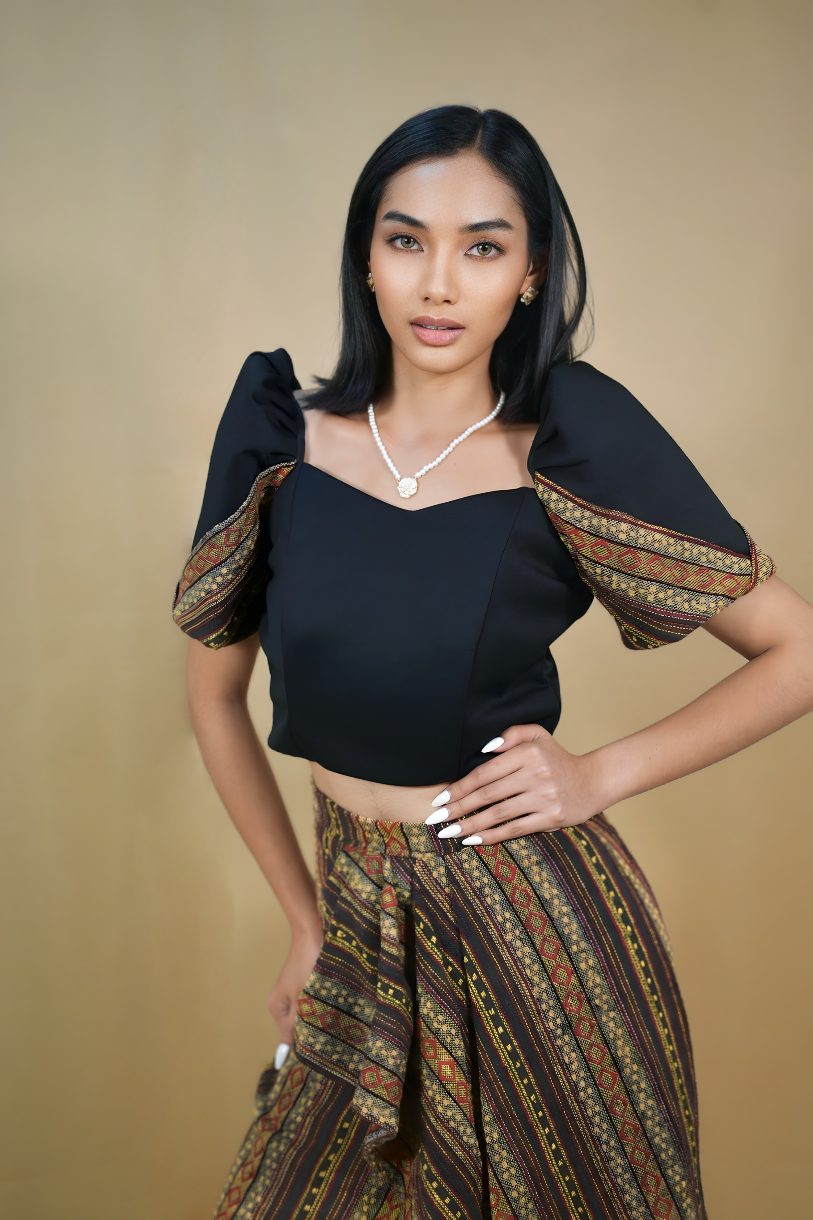 Premium Black Top with Ethnic Skirt for Women