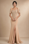 Beige Neoprene Filipiniana Dress