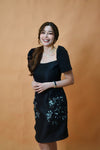 Black Gazar Midi Filipiniana Dress for Women