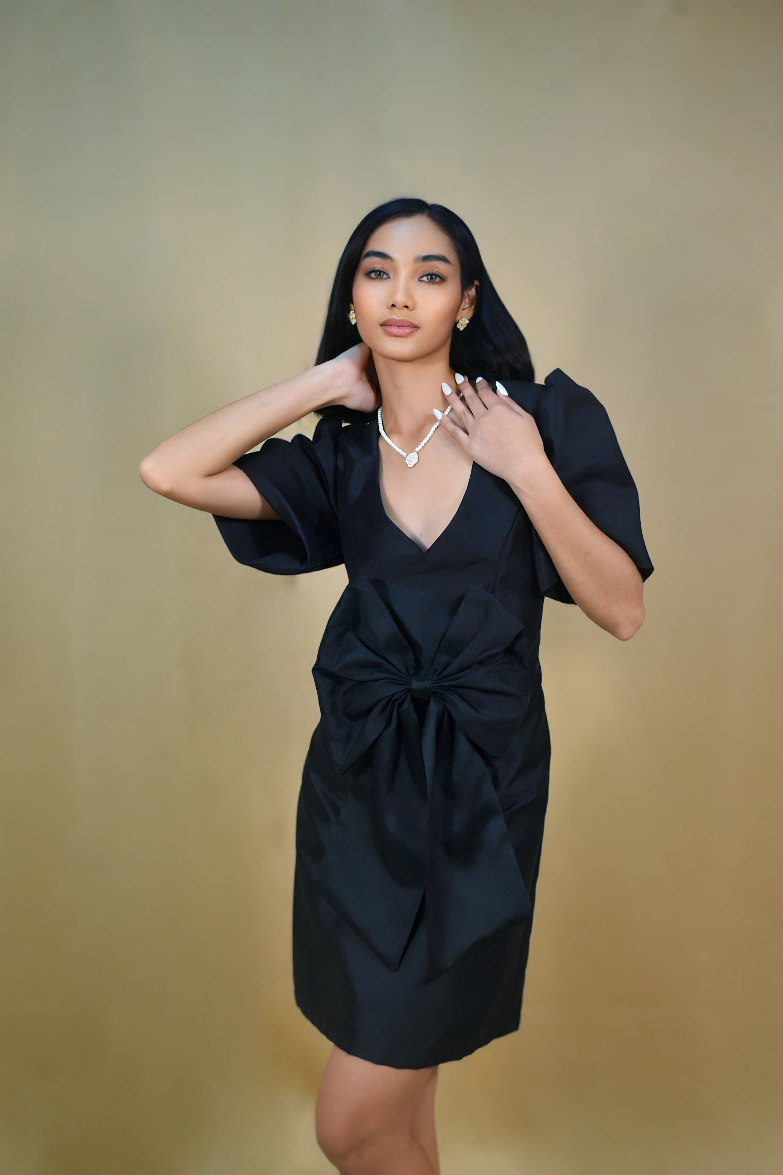 Sophisticated Black Filipiniana Dress 