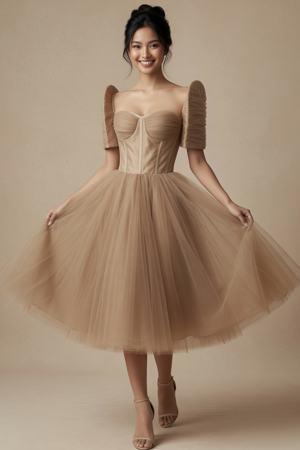 Beige Filipiniana Dress