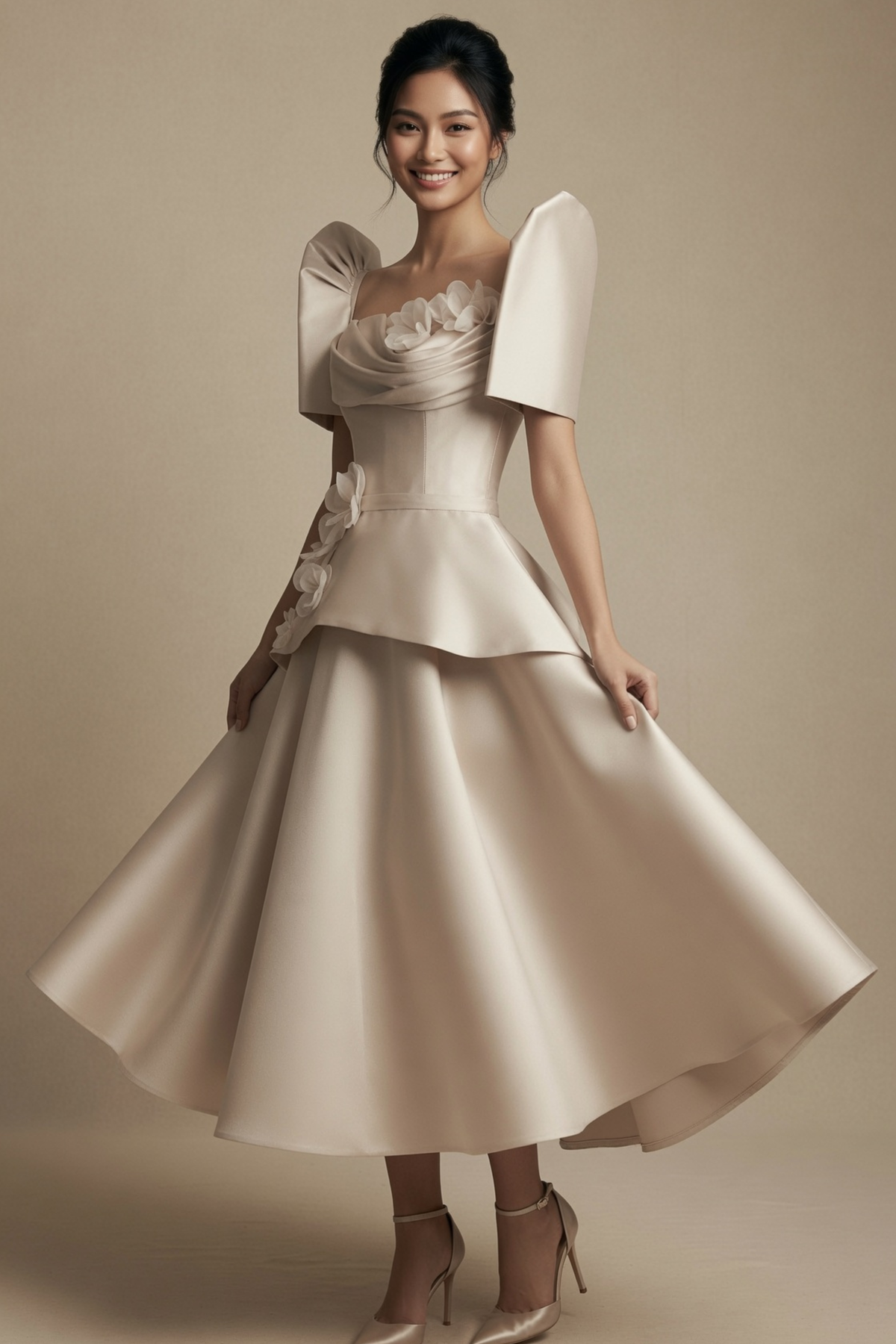 Beige Filipiniana Dress