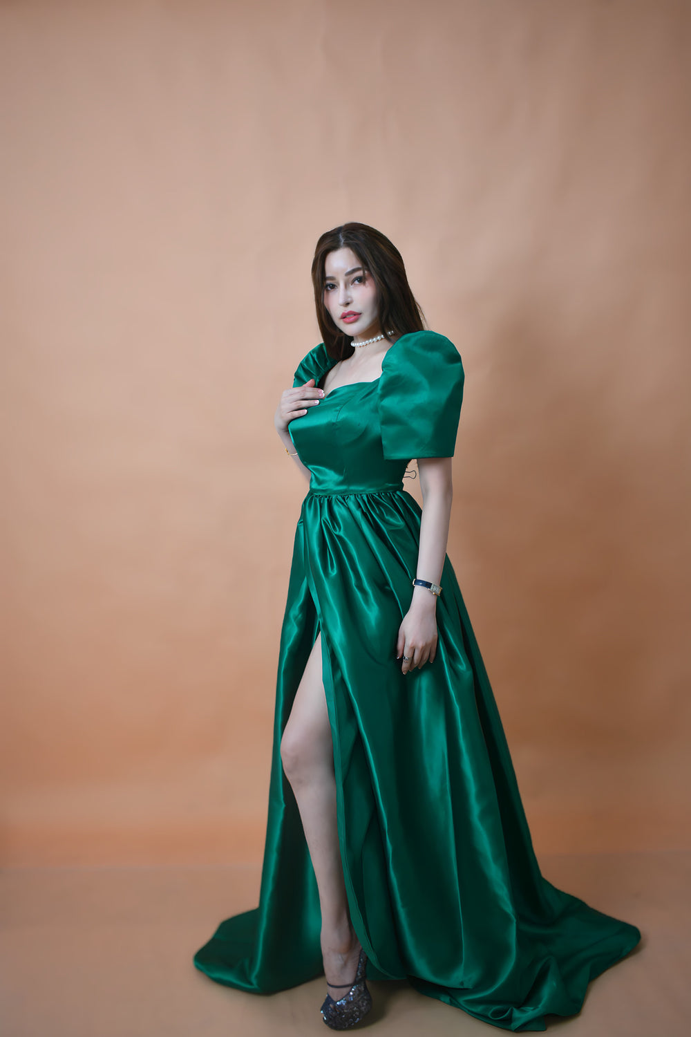 Green Duchess Filipiniana Gown - Bianca Green Duchess Filipiniana Gown - Bianca