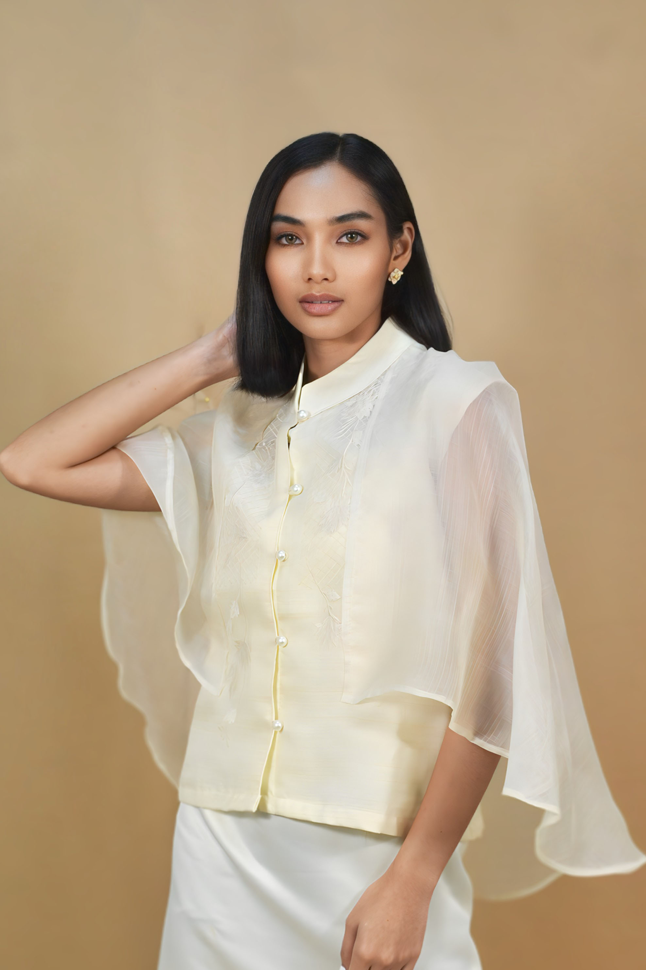 Elegant Light Cream Filipiniana Kimona