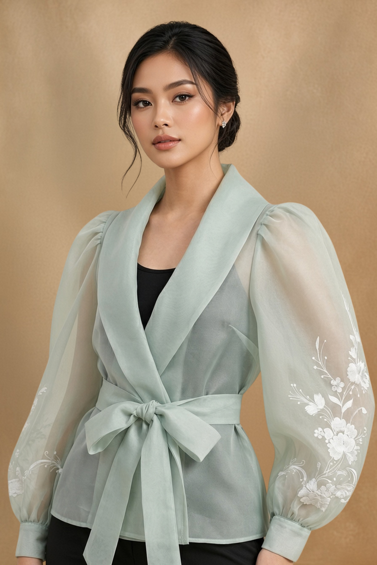 Sage Green Filipiniana Kimona