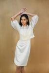 Off-white cloud organdy Filipiniana top with puff sleeves