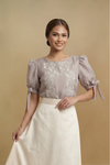 Gray Filipiniana Kimona with Puff Sleeve