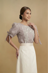 Modern Gray Filipiniana Kimona with Ribbon