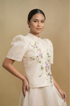 Elegant Filipiniana Blouse with Floral Hand-painted