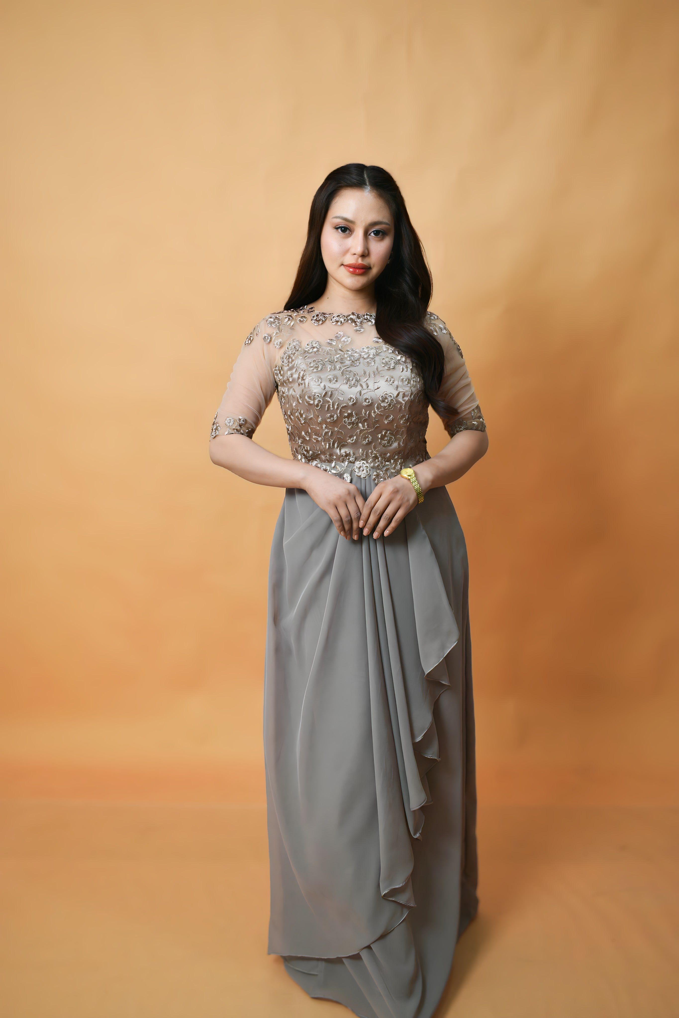 Elegant Gray Filipiniana for Formal Events