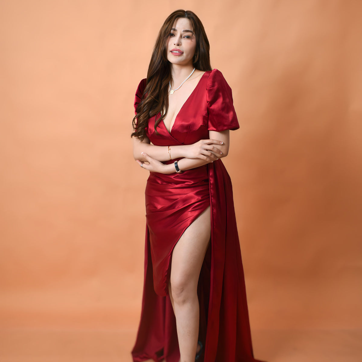 strapless open back dress Red Duchess Filipiniana Gown