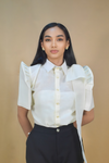 Elegant White Jusilyn Filipiniana Blouse for School Program