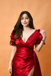 Elegant Red Filipiniana Duchess Long Gown