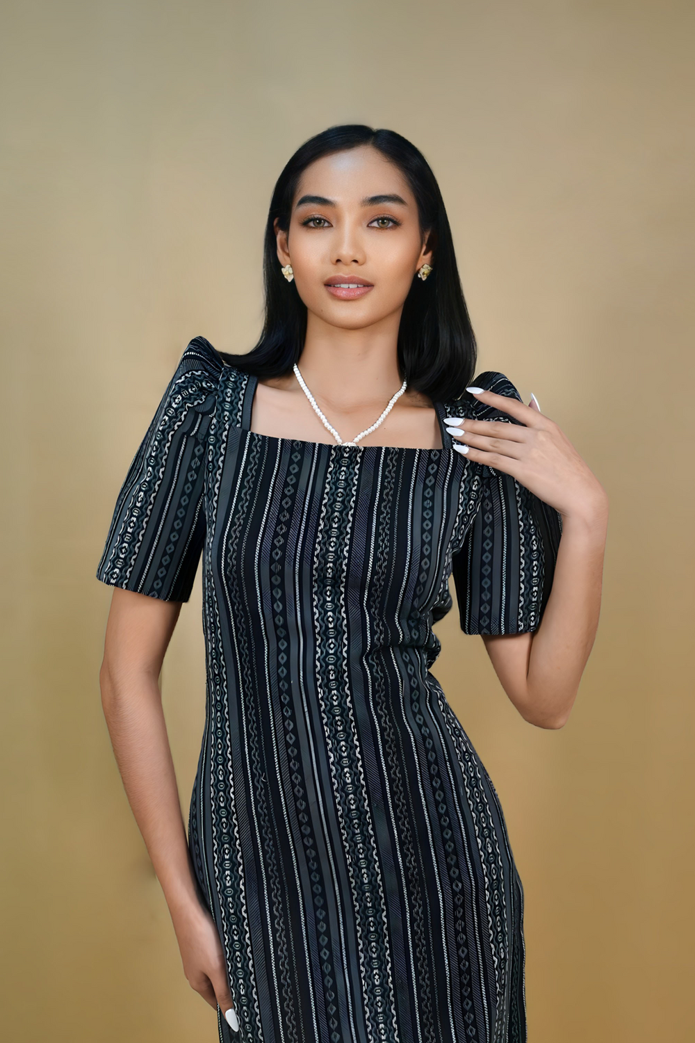 Modern Elegant Black Filipiniana Gown Black Ethnic Filipiniana