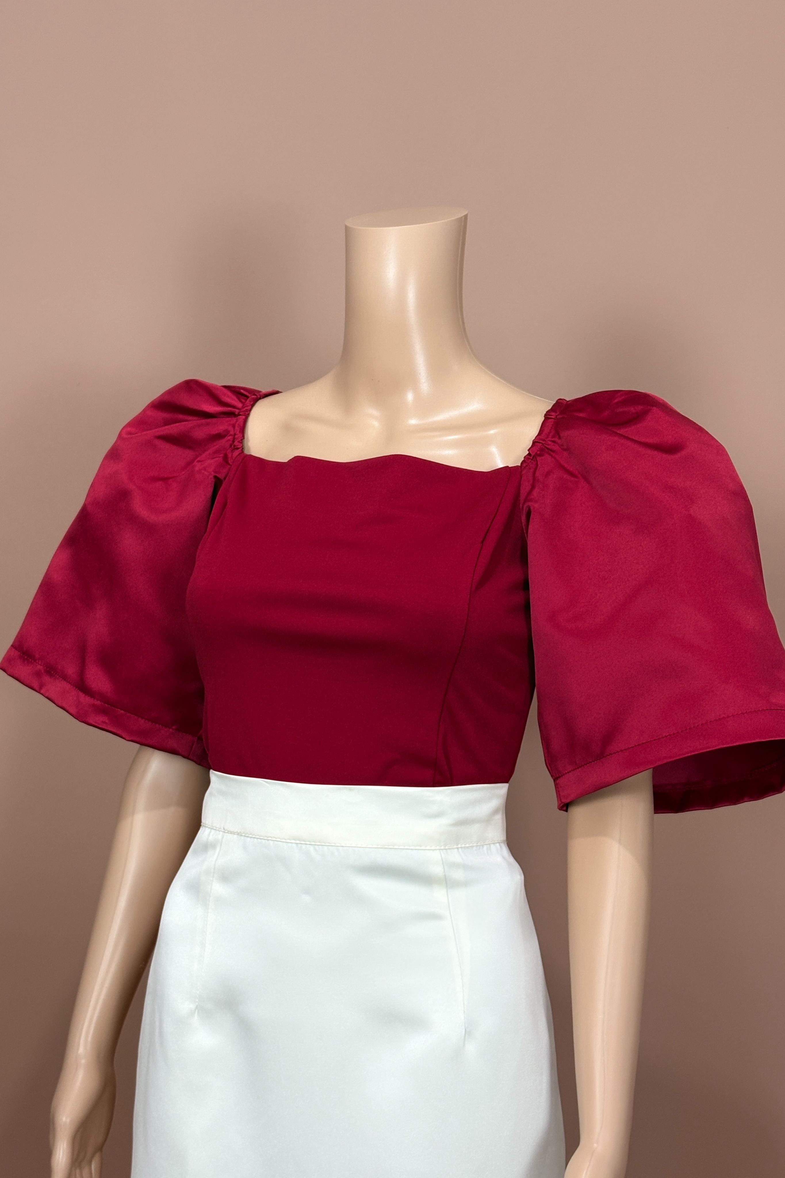 Red Puff Sleeves Top